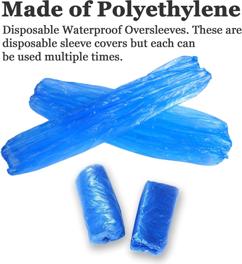 Yzurbu Disposable Arm Sleeves, Plastic Waterproof Oversleeves Protector Covers with Elastic on Cuff - Image 4